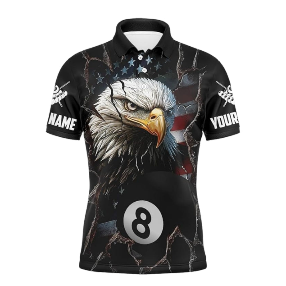 Custom American Eagle  8 Ball Polo Shirt For Mens, Custom Eagle Patriotic Billiard Team Shirts BIZ0259