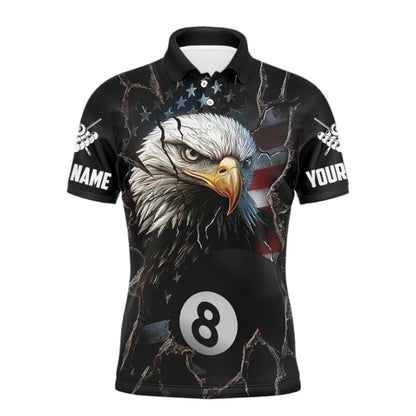 Custom American Eagle  8 Ball Polo Shirt For Mens, Custom Eagle Patriotic Billiard Team Shirts BIZ0259