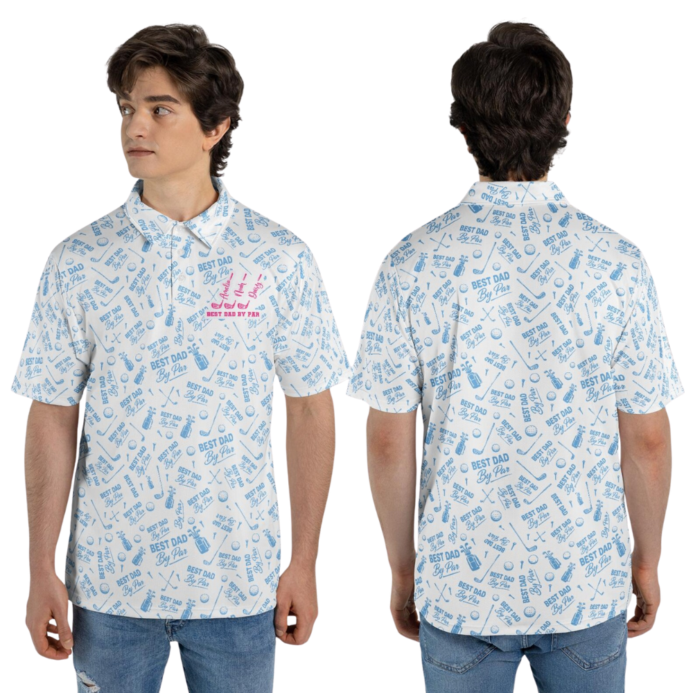 Custom Kid Names Men's Best Dad By Par Golf Polo Shirt, Custom Father Day Golf Shirt GE0506