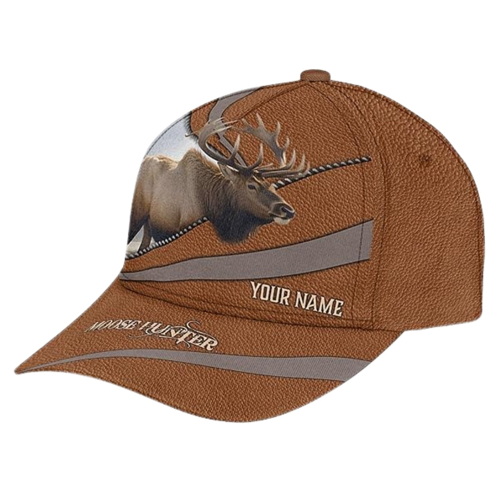 Custom Name Moose Hunter 3D Baseball Cap, Custom Moose Hunting Caps Hats CP0196