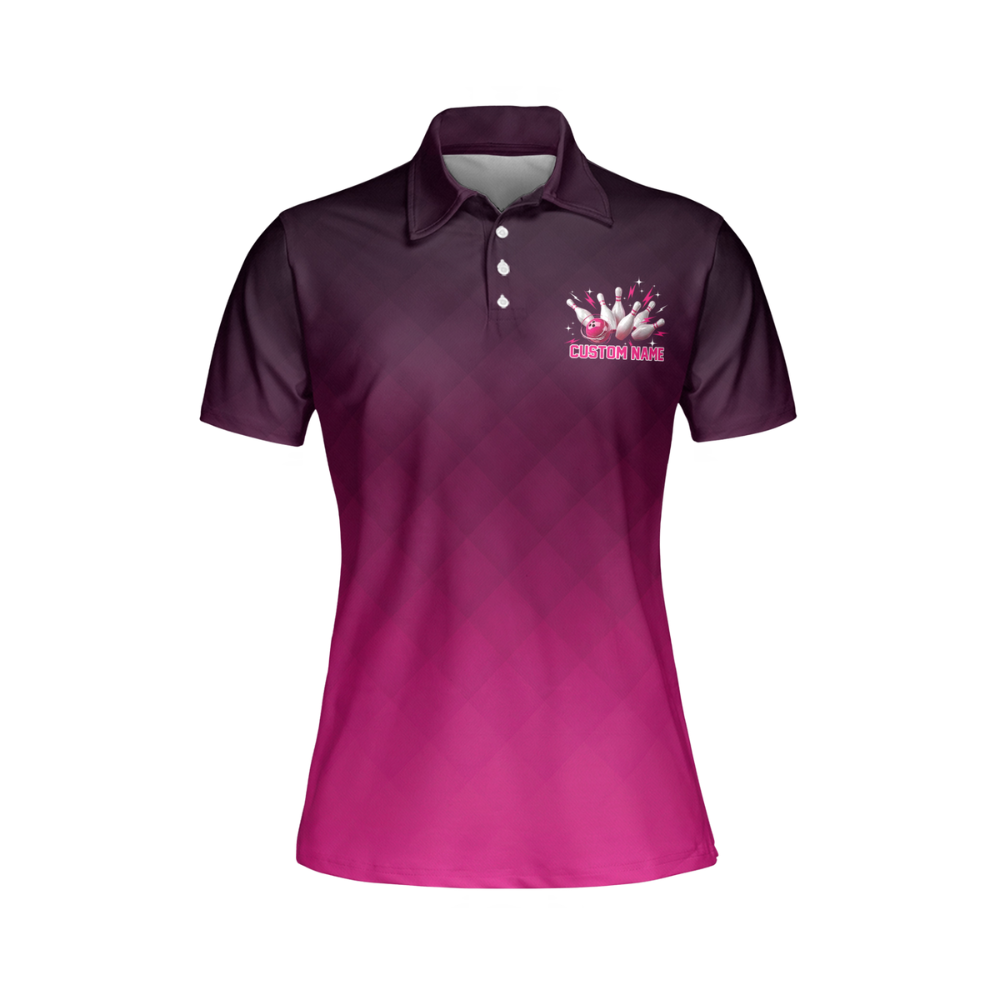 Splits'n Giggles Custom Pink Bowling Polo Shirts For Women, Custom Funny Bowling Polo Shirts For Women BW0166