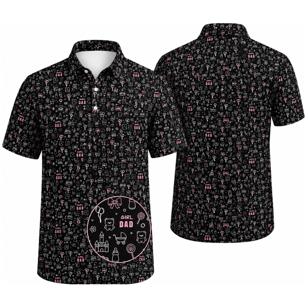 Girl Dad Navy Golf Polo Shirt For Men, Father's Day Golf Shirts For Dad With Daughter GE0455
