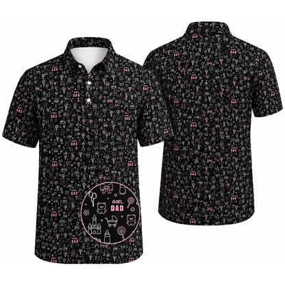 Girl Dad Navy Golf Polo Shirt For Men, Father's Day Golf Shirts For Dad With Daughter GE0455