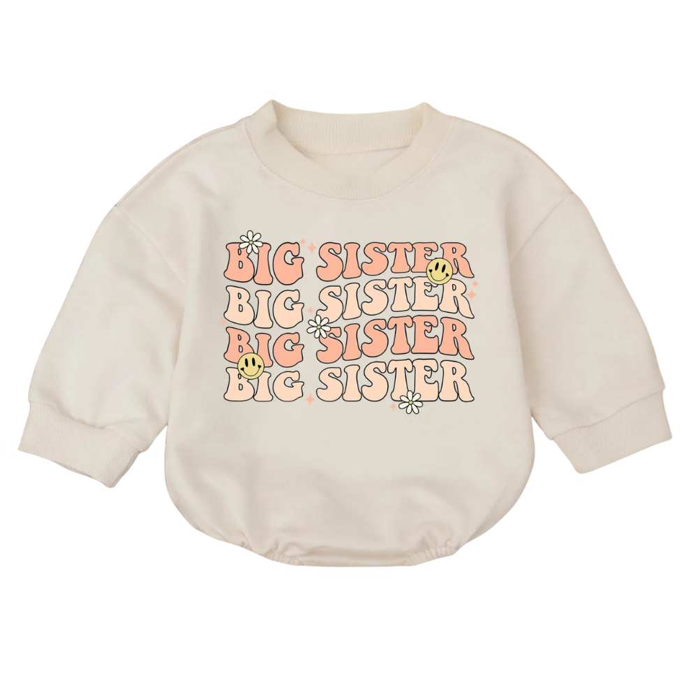 Big Sister Baby Romper Sweatshirt, Baby Big Sister Romper Sweatshirt BB0701