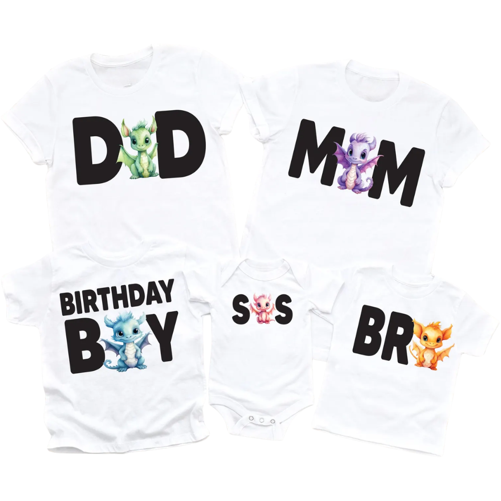 Dragon Birthday Boy Matching Family T Shirt, Matching Birthday Dragon Family Shirts ET1160