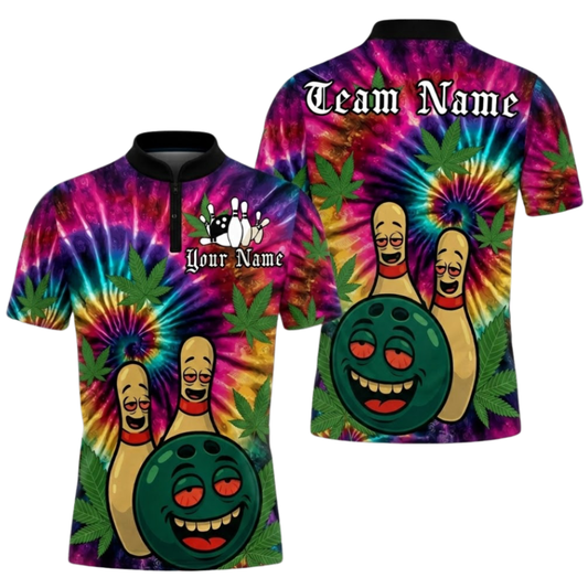 Custom Tie Dye Funny Ball Pins Bowling Jersey Mens, Custom Tie Dye Bowling Team Shirts BZ0584