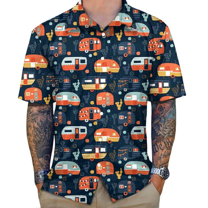 Campervan Pattern Hawaiian Shirt For Men Women, Camper Hawaiian Shirt HE0486