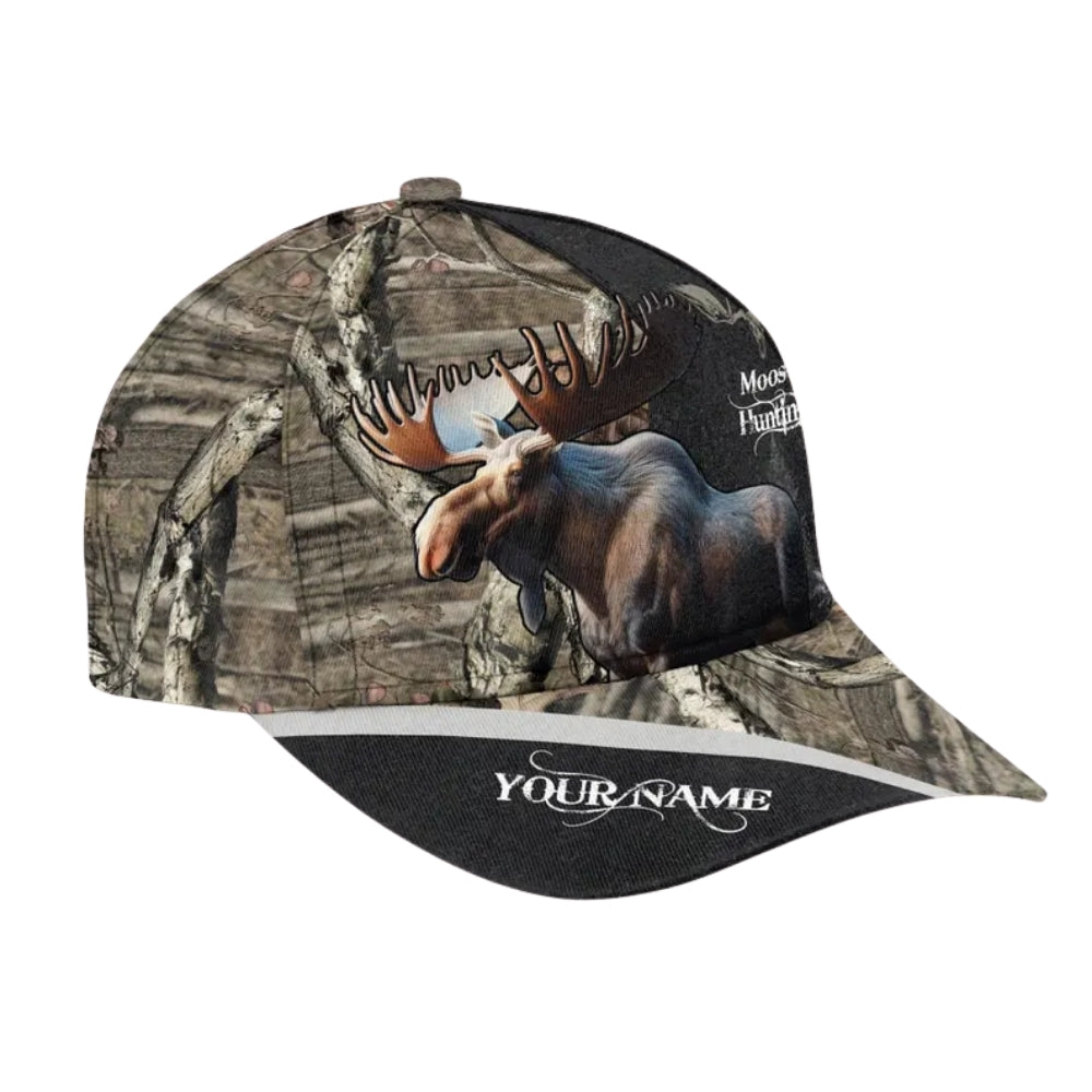 Custom Name Moose Hunting Baseball Cap, Custom Deer Hunting Hats Caps CP0010