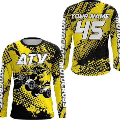 Custom ATV Racing Mens Long Sleeve Motocross Jersey Blue, Personalized ATV Dirt Bike Jerseys MZ0103