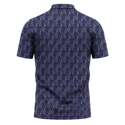 1776-2026 White Red Navy Pattern Golf Mens Polo Shirt, Independence Day Golf Shirts GE0550