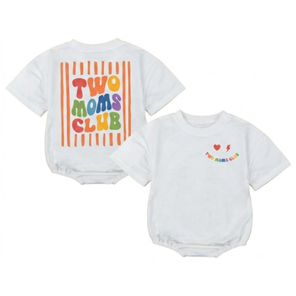 Two Moms Club Baby T Shirt Romper, LGBTQ+ Baby Romper BB0203