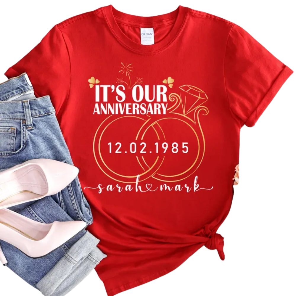 It's Our Anniversary Custom Husband And Wife Matching T Shirts, Personalized Wedding Anniversary Couple Shirts ET0911