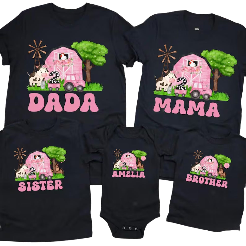Customized Farm Family Matching Birthday T Shirts, Customized Birthday Shirts For Family ET0059
