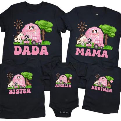 Customized Farm Family Matching Birthday T Shirts, Customized Birthday Shirts For Family ET0059