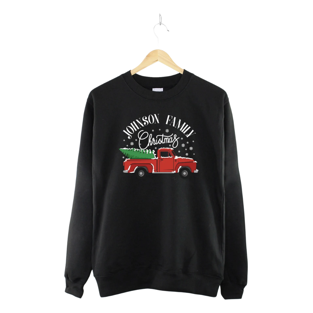 Christmas Truck Custom Family Matching Sweatshirt, Personalized Family Christmas Sweatshirts ET1282
