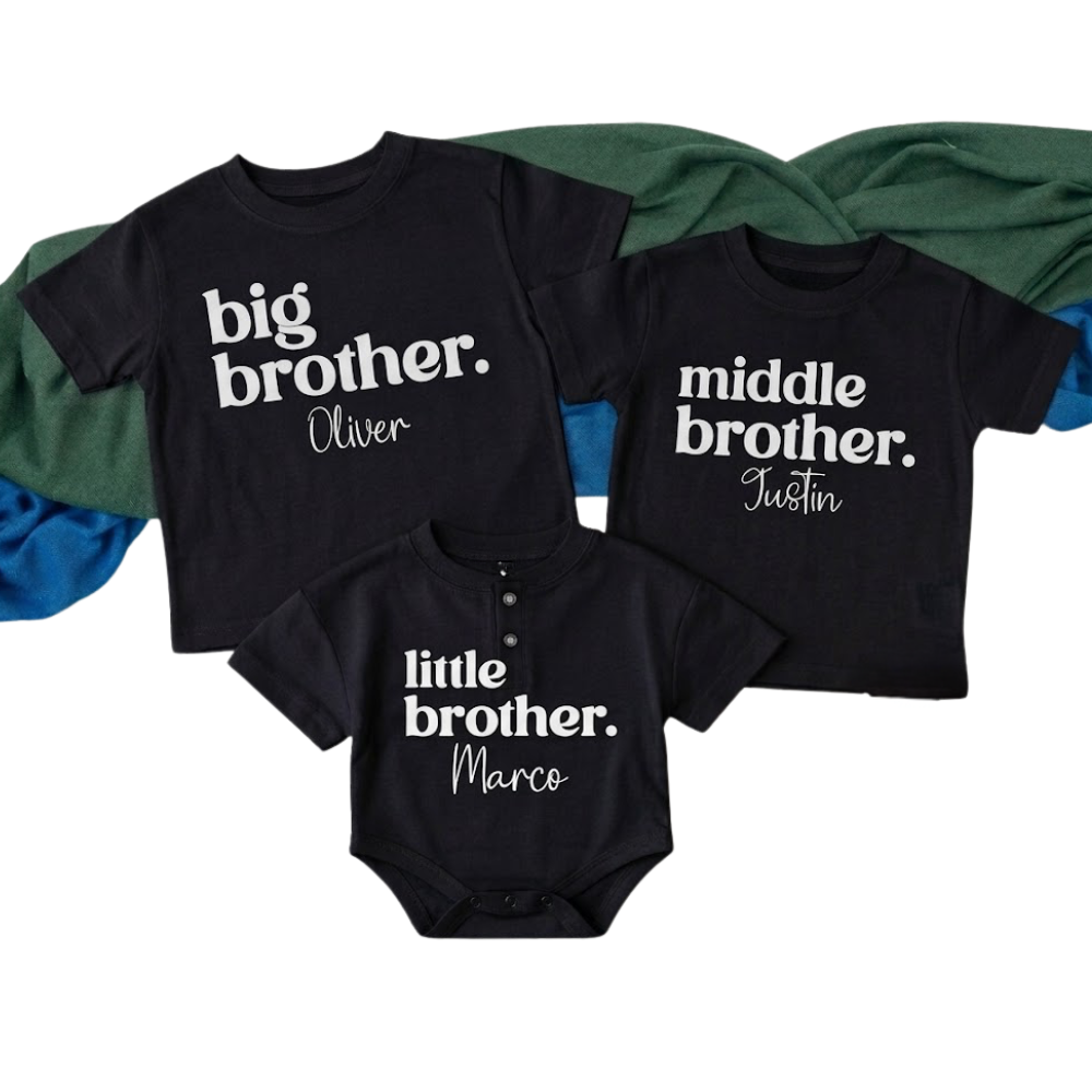 Personalized Big Brother Middle Brother Little Brother Matching Siblings T Shirt, Custom Brother Sibling Matching Shirts ET1202