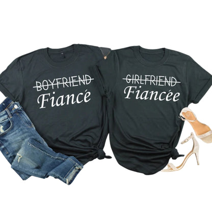 Fiance Fiancee Matching Engagement T Shirt For His And Her, Matching Wedding Couple T Shirts ET0817