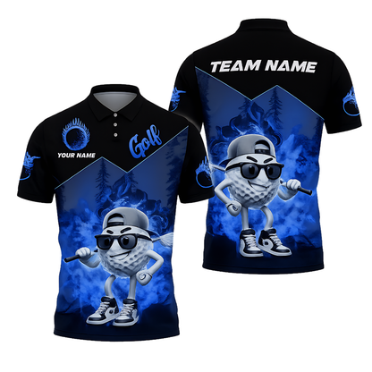 Funny Golf Ball Custom Flame Golf Men Polo Shirt, Custom Team Flame Golf Shirts GZ0273