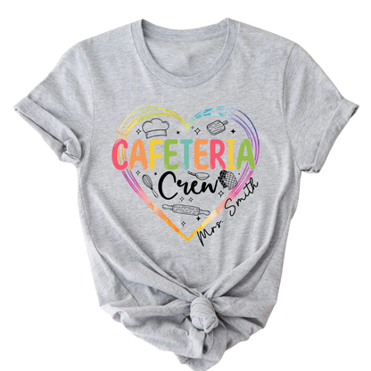 Custom Cafeteria Crew Heart Matching T Shirt, Personalized Cafeteria Lunch School Shirts ET1058