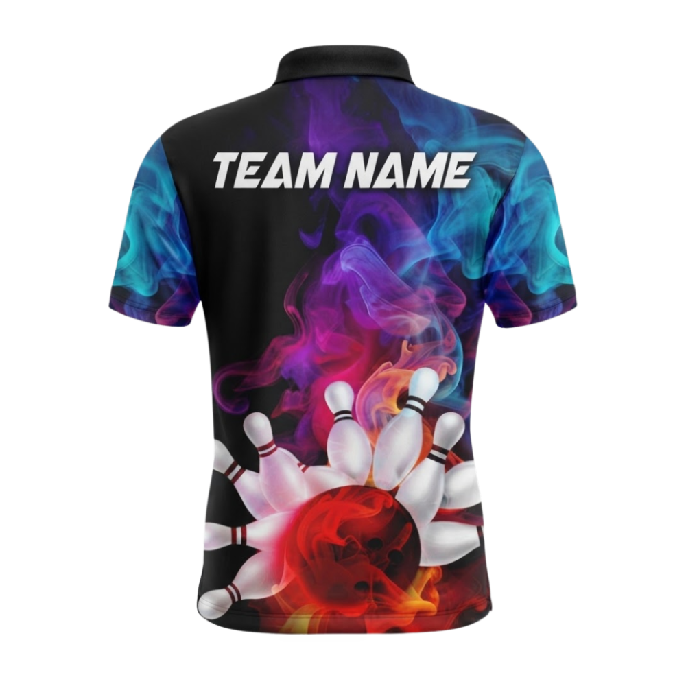Colorful Smoke Custom Bowling Polo Shirt For Men, Custom Team Bowling Shirts BZ0807