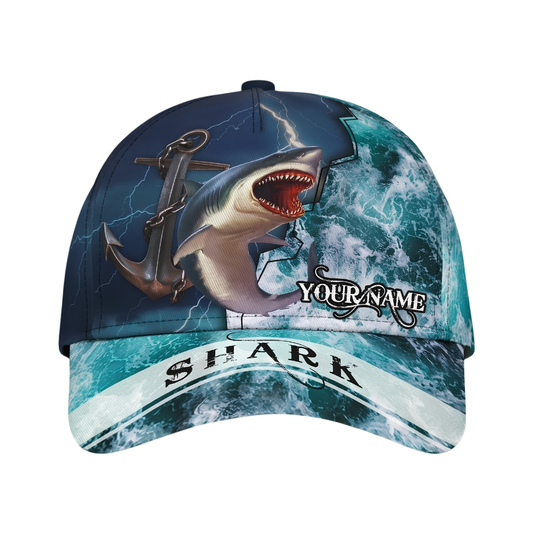 Custom Shark Anchor Baseball 3D Printed Cap, Custom Shark Cap Hat CP0699