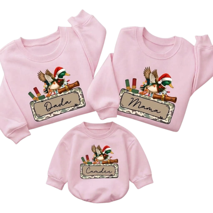Mallard Duck Christmas Custom Family Sweatshirt Matching, Custom Duck Hunting Xmas Sweatshirt For Family ET1702