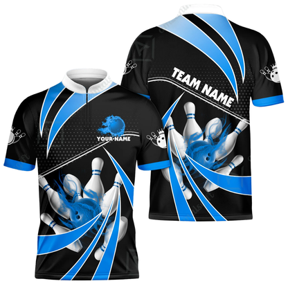 Custom Flame Purple And White Bowling Men Jersey, Custom Flame Bowling Team Shirts BE0190 (Bản sao)Custom Team Purple Black Bowling Jersey For Men, Custom Bowling Shirts BZ0609