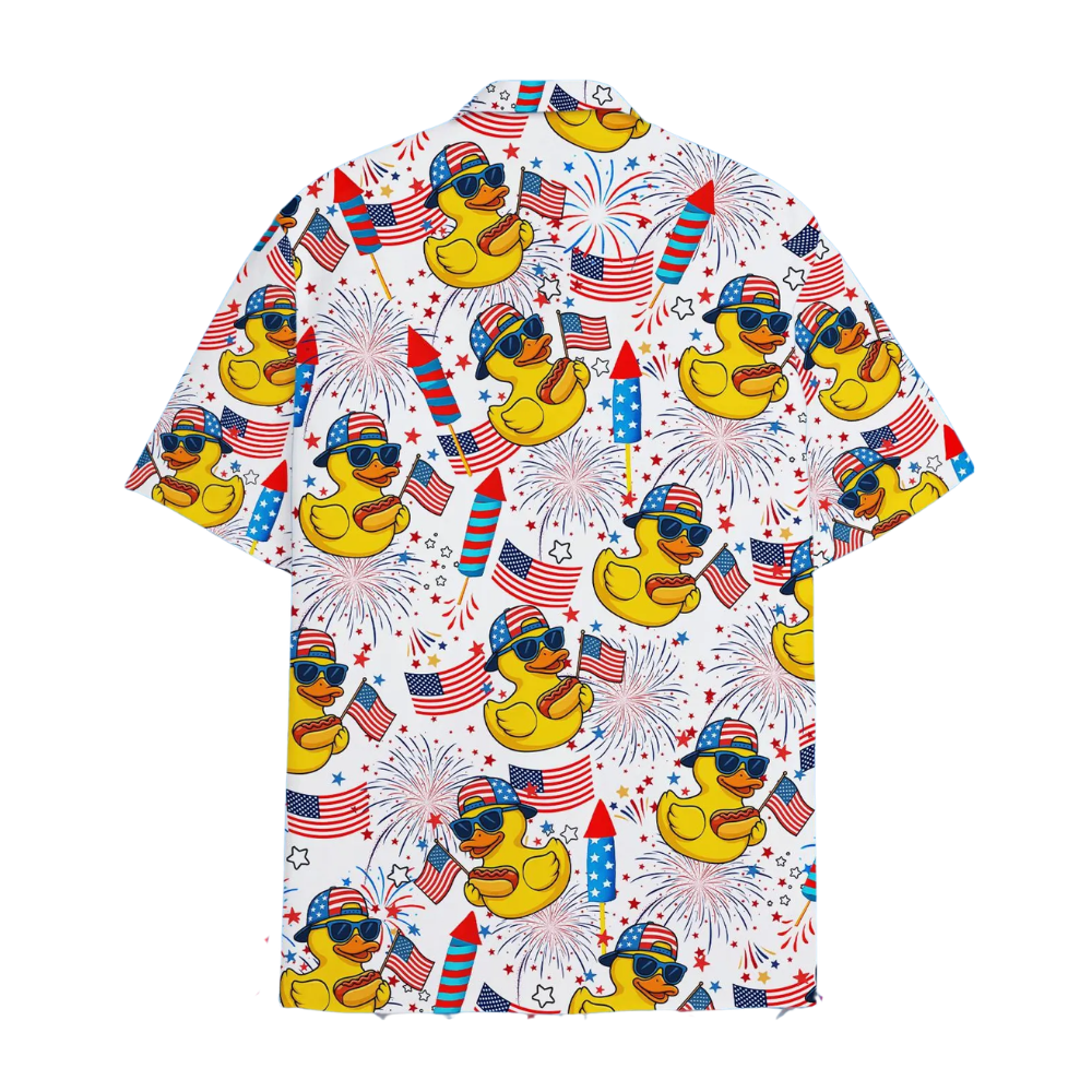 Rubber Duck American Flag Hawaiian Shirt For Men And Women, Patriotic Duck Hawaiian Shirt For 4th Of July HE0349