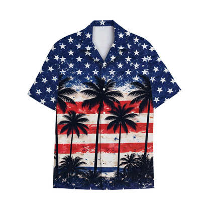 USA Flag Tropical Hawaiian Shirt For Men And Women, Patriotic Hawaiian Shirts HE0362
