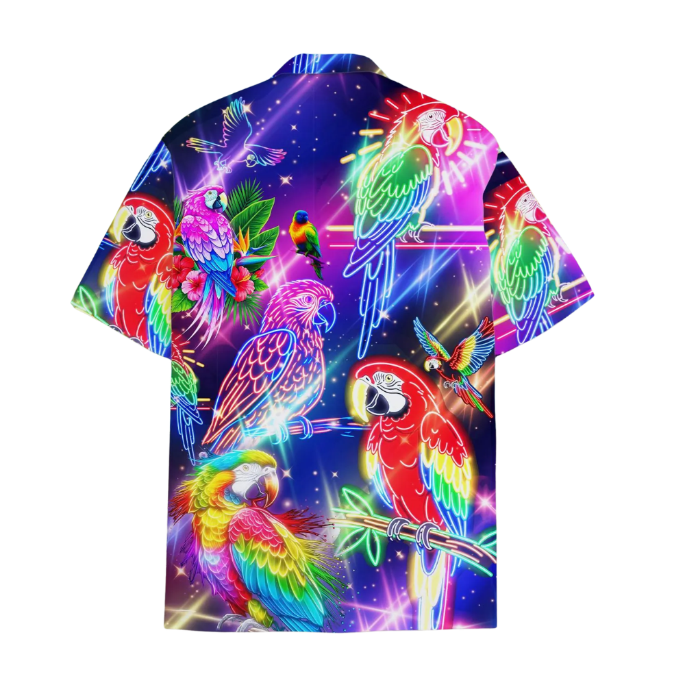Neon Parrot Hawaiian Shirt Men Women, Tropical Parrot Hawaiian Shirts HE0352