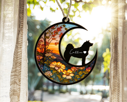 Memorial Gift Loss of Dog, Personalized Dog Breed Suncatcher, Custom Dog Memorial Gift OA0181