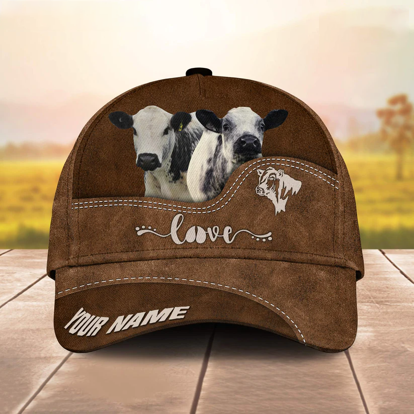Speckle Park Love Leather Pattern Customized Name Cap CA0095
