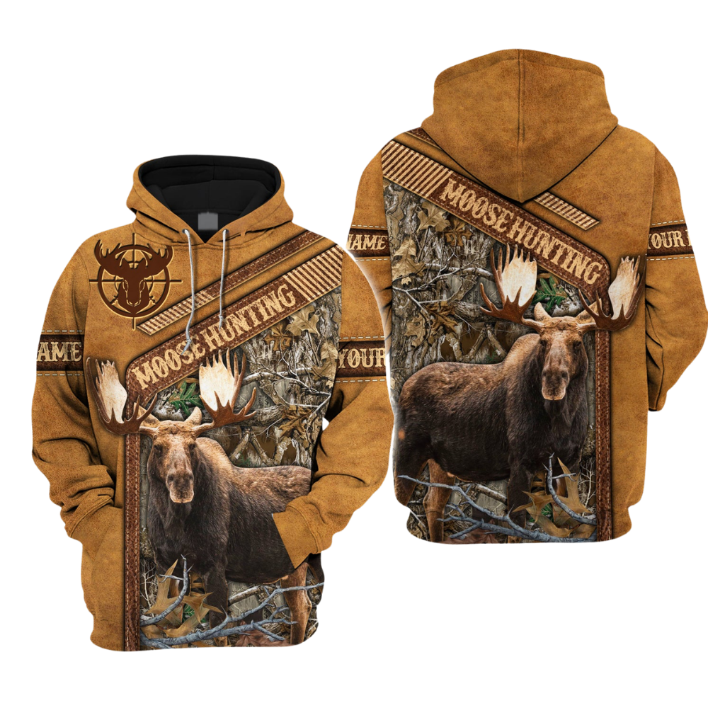 Custom Moose Hunting 3D Printed Hoodie For Men, Custom Hunting Lover Hoodies 2D1267