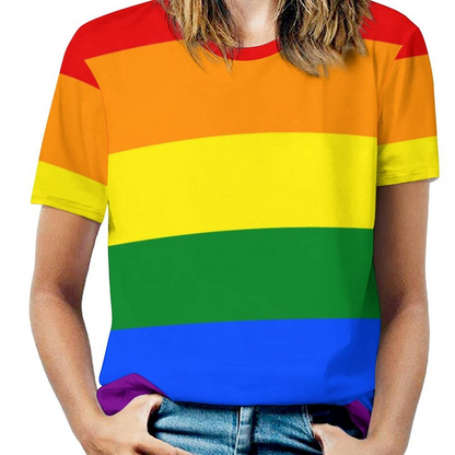 Lgbt Lesbian Homosexual Gay Pride Rainbow Colors Short Sleeve Shirt Women Plus Size Blouse Tunics Tops LO0907