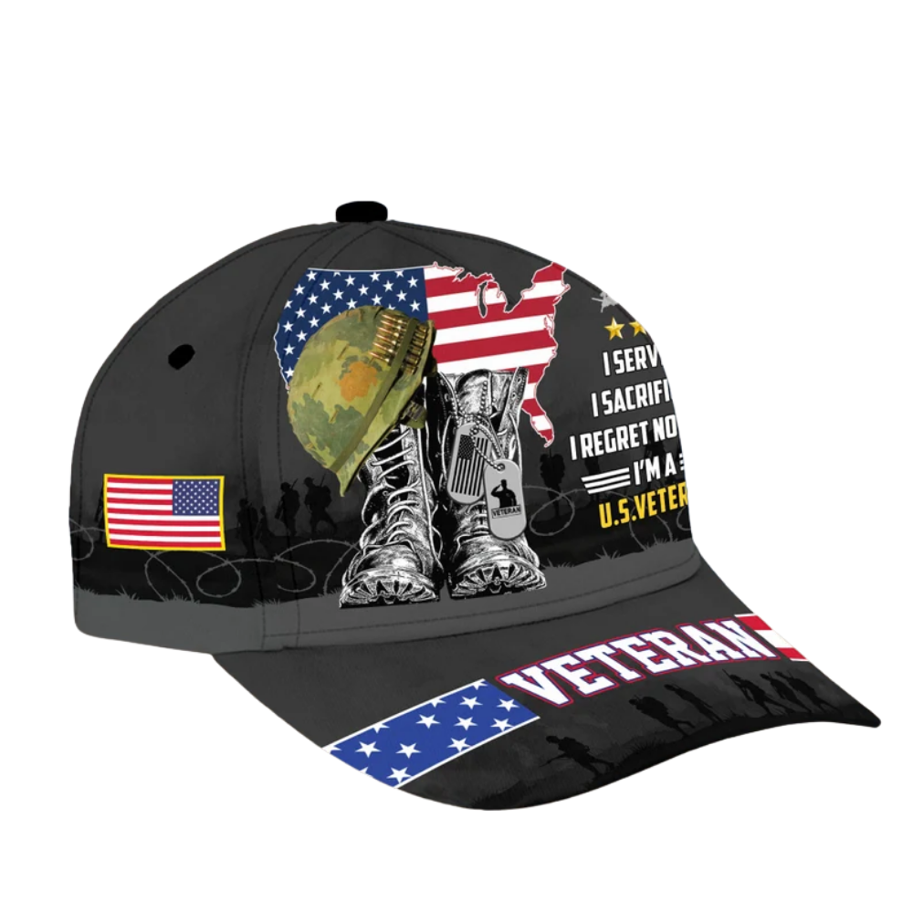 I Served I Sacrificed I Regret Nothing I'm A U.S.Veteran Baseball Cap, US Veteran Military Hats Caps CP0125