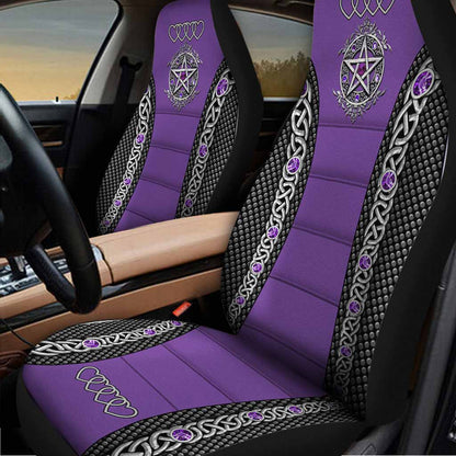 3D All Over Print Purple Front Car Seat Cover Witch Pentagram Seat Covers SO0301