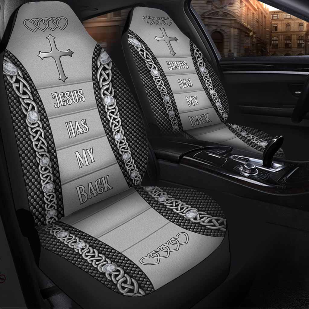 3D All Over Print On Front Car Seat Cover Jesus Has My Back Christian Seat Covers For Car Auto SO0078