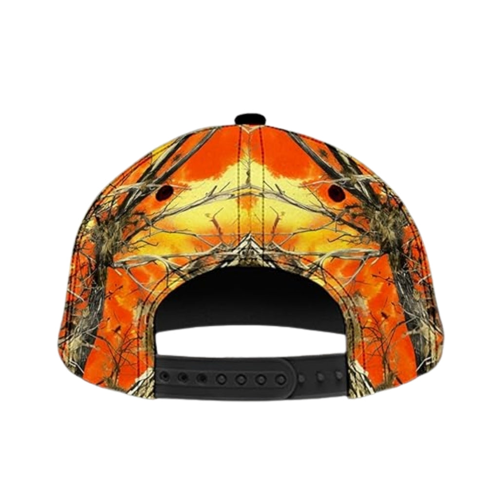 Deer Hunting Custom Orange Camo Baseball Cap, Custom Deer Caps For Hunters CP0257
