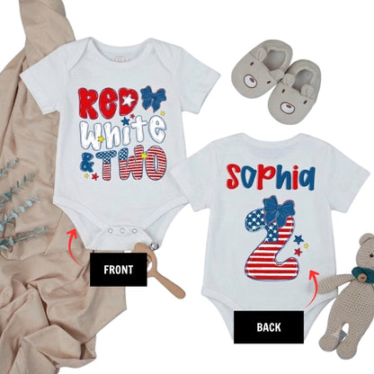 Red White Two Red White Dad Mom Custom 2nd Birthday 4th of July Family Shirt, Custom 2nd Birthday Patriotic Matching Family Shirts ET1073
