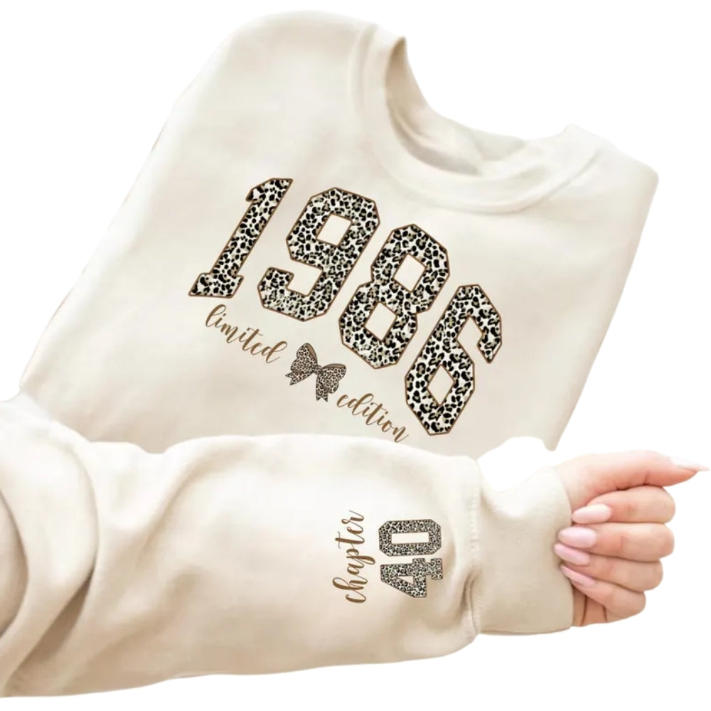 1986 Limited Edition Leopard Birthday Sweatshirt For Women, Custom 40th Birthday Sweatshirts 2D0938