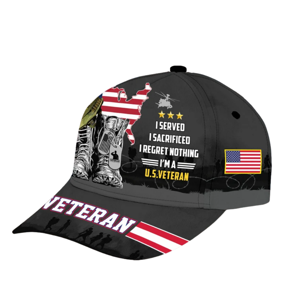 I Served I Sacrificed I Regret Nothing I'm A U.S.Veteran Baseball Cap, US Veteran Military Hats Caps CP0125