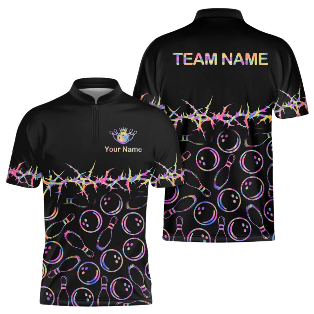 Custom Team Black Bowling Jersey For Men, Custom Bowling Team Shirts BZ0983