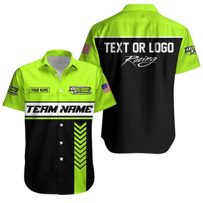 Custom Team Racing Car Hawaiian Shirt With Logo, Personalized Race Car Mechanic Uniforms HE0218