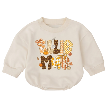 Fall Pumpkin Custom Name Baby Romper Sweatshirt, Custom Thamksgiving Romper Sweatshirt Baby BB0887