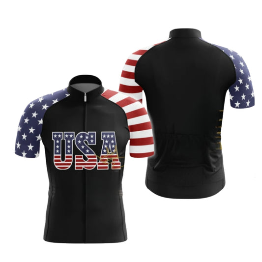 American Flag Short Sleeve Cycling Jersey For Men, Patriotic Cycling Jerseys CG0427