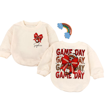 Personalized Football Game Day Baby Romper Sweatshirt, Custom Football Romper Baby Sweatshirt BB0467