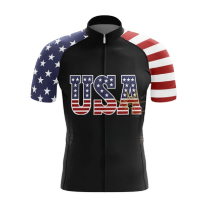 American Flag Short Sleeve Cycling Jersey For Men, Patriotic Cycling Jerseys CG0427