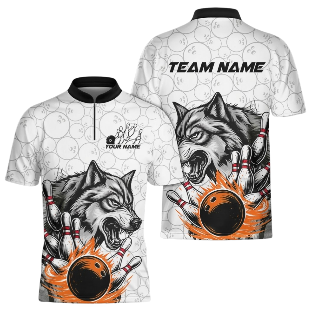 Wolf Custom Mens Bowling Jersey, Custom Wolf Bowling Team Shirt BZ0984