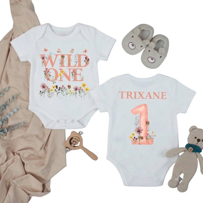 Custom Wild One Floral 1st Birthday Family T Shirt Matching, Custom Floral First Birthday Family Shirts ET1074