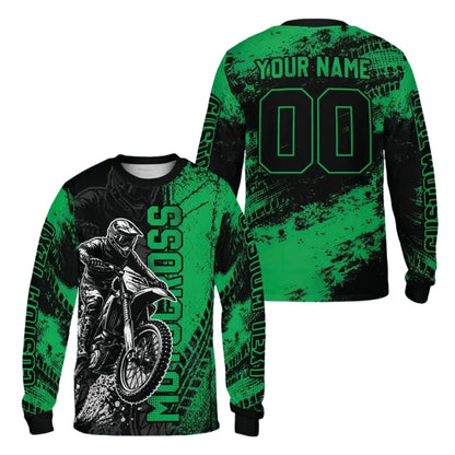 Custom Orange Grunge Black Motocross Long Sleeve Jersey For Men, Custom Dirt Bike Jersey ME0059